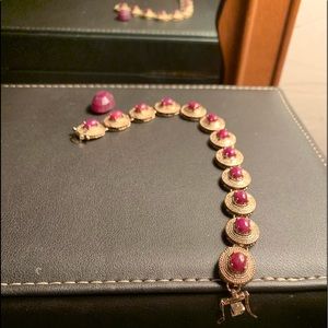 18kt Yellow Gold over 925 7.0 CTW Ruby Bracelet